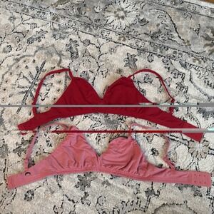 Huha Women's Triangle Bras Red / Pink Small Light Support TENCEL Zinc Lining
